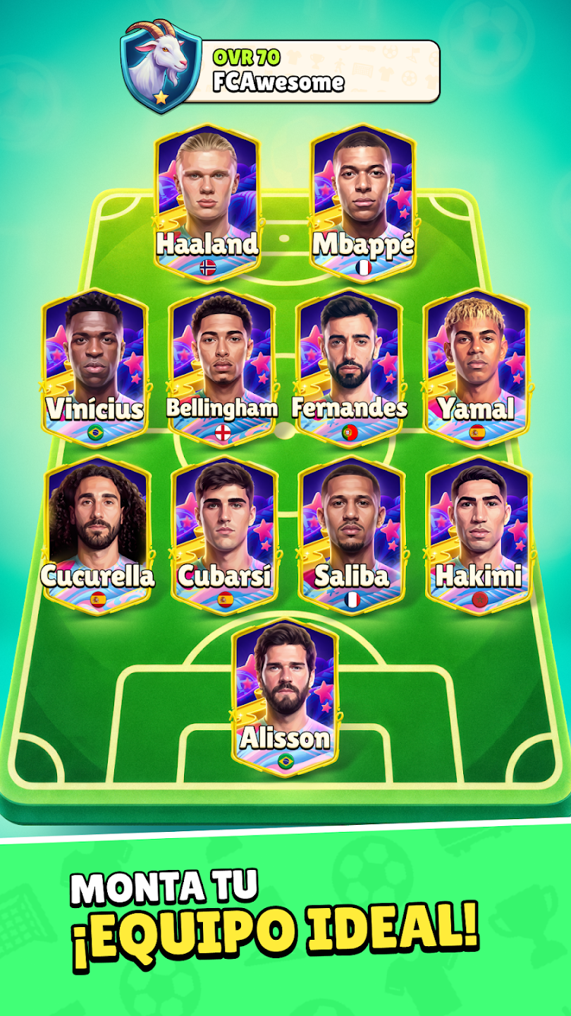 Match Day promotional image showing eleven football player cards arranged on a pitch.